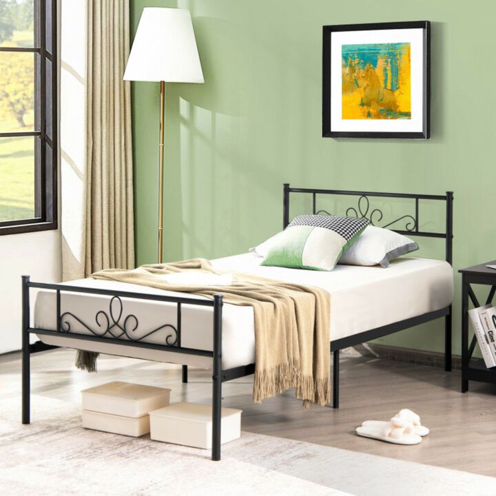 Metal Bed Frame with Headboard and Footboard