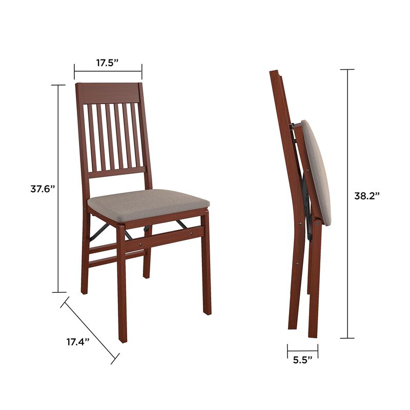 Mission Back Solid Wood Folding Chair with Fabric Padded Seat