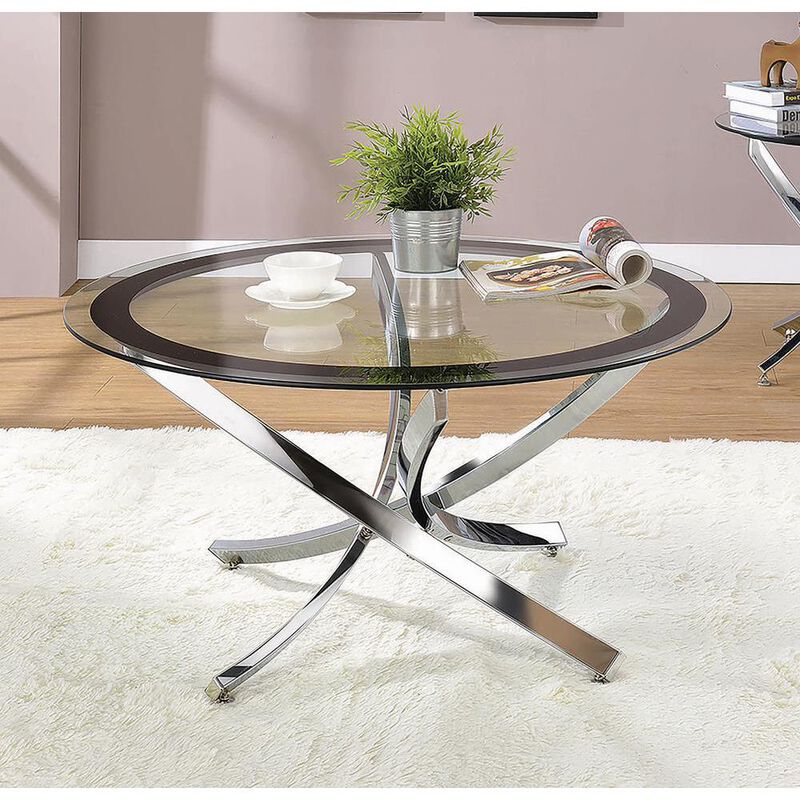 Brooke Glass Top Coffee Table Chrome and Black