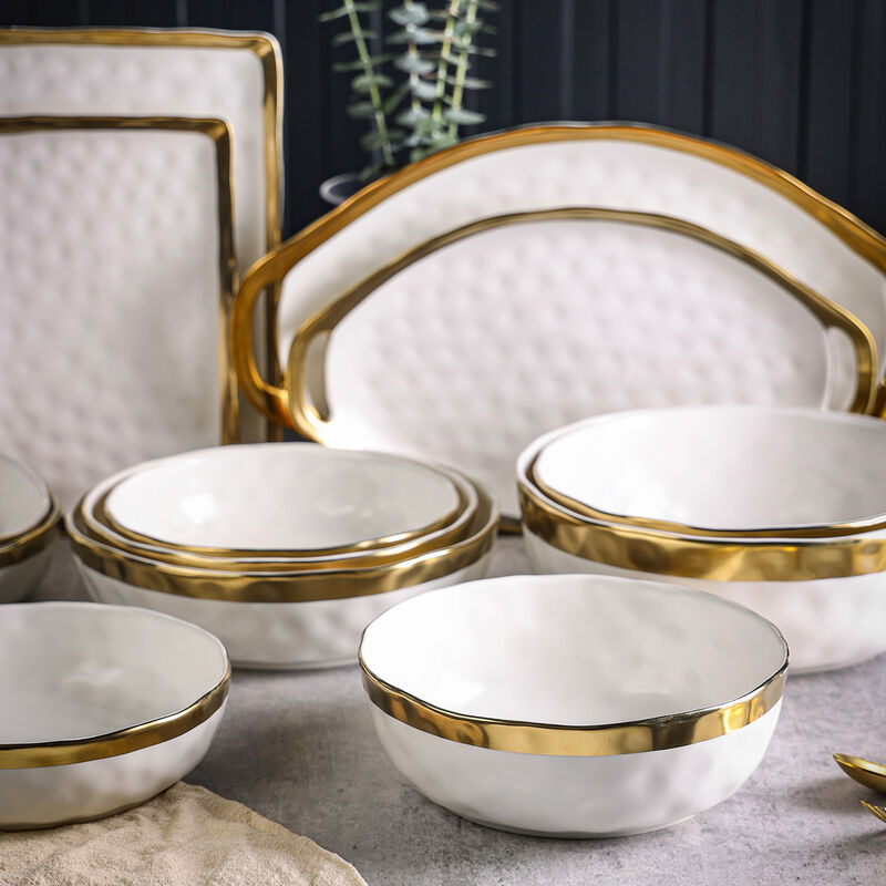 Stone Lain Florian Porcelain Serving Bowl Set 3 Piece, Green