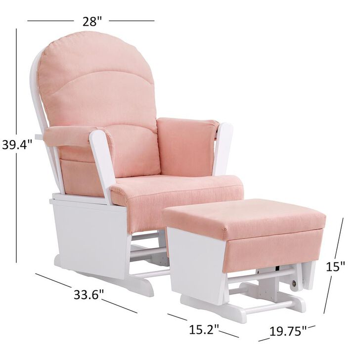 Oxford Baby Soho Baby Essential Wooden Glider White Finish/ Pink Fabric