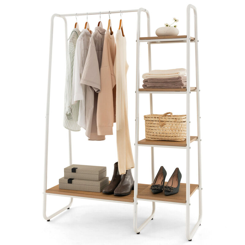 Clothes Rack Free Standing Storage Tower with Hanging Bar