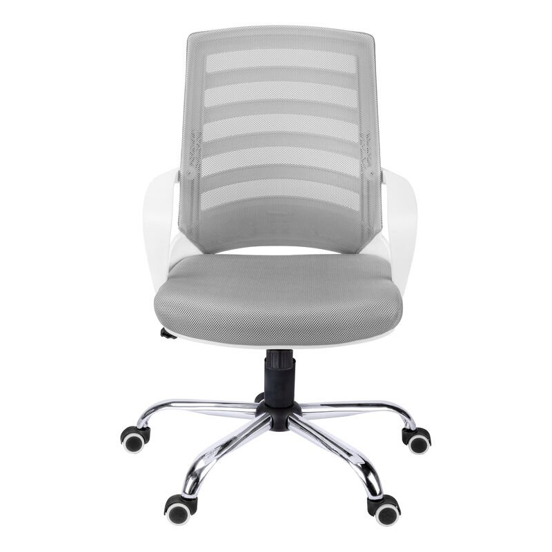 Monarch Specialties I 7225 Office Chair, Adjustable Height, Swivel, Ergonomic, Armrests, Computer Desk, Work, Metal, Mesh, White, Chrome, Contemporary, Modern