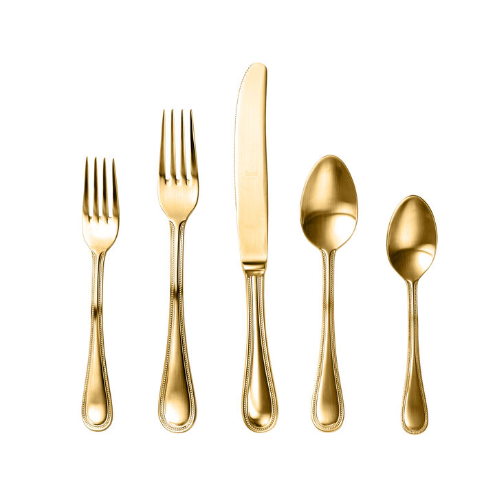 Perla 5-Piece Flatware Set in Ice Gold