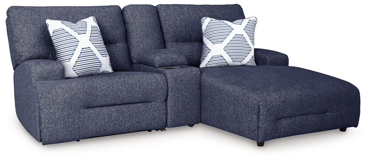 Acklen Place Navy 3-Piece Power Reclining Sectional Sofa with Chaise