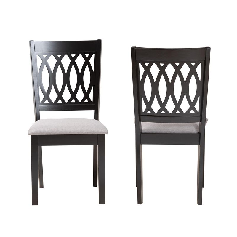 Baxton Studio Florencia Modern Grey Fabric and Walnut Brown Finished Wood 2-Piece Dining Chair Set