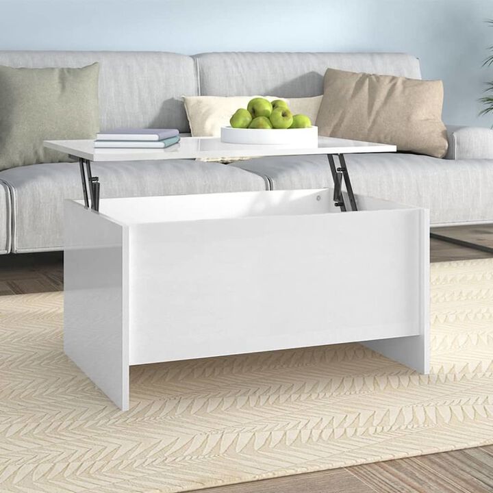 Coffee Table High Gloss White 31.5"x21.9"x16.3" Engineered Wood