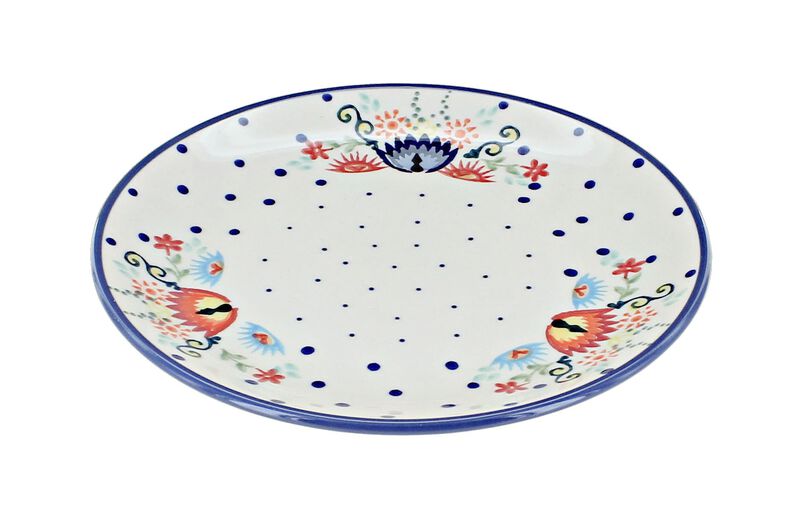 Blue Rose Polish Pottery Floating Fern Dessert Plate