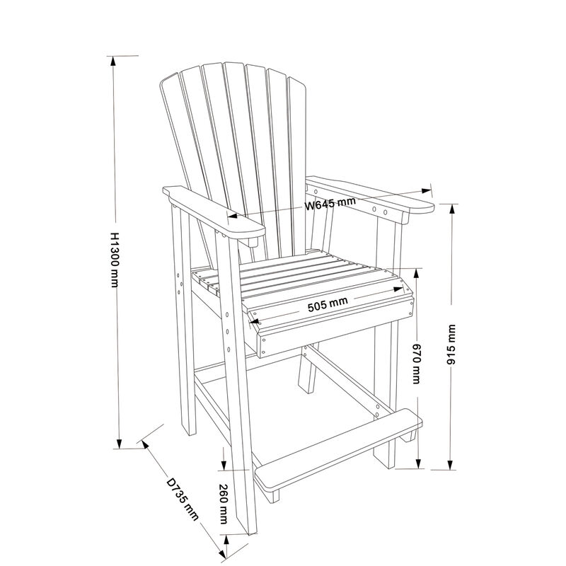 HDPE Bar Chair, White + Gray, Set of 2