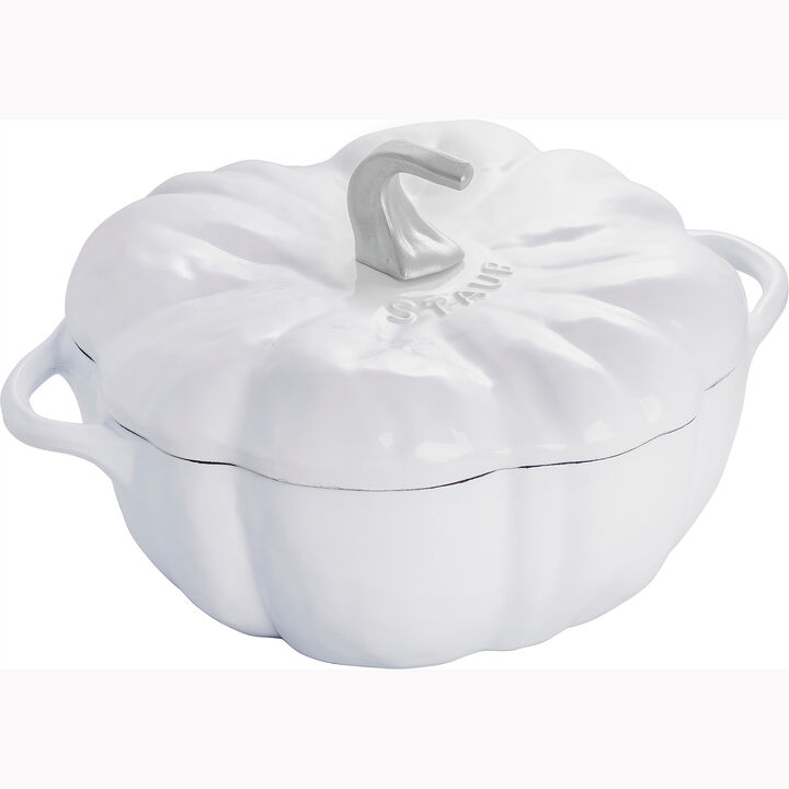 STAUB Cast Iron 3.5-qt Pumpkin Cocotte with Stainless Steel Knob - White Truffle