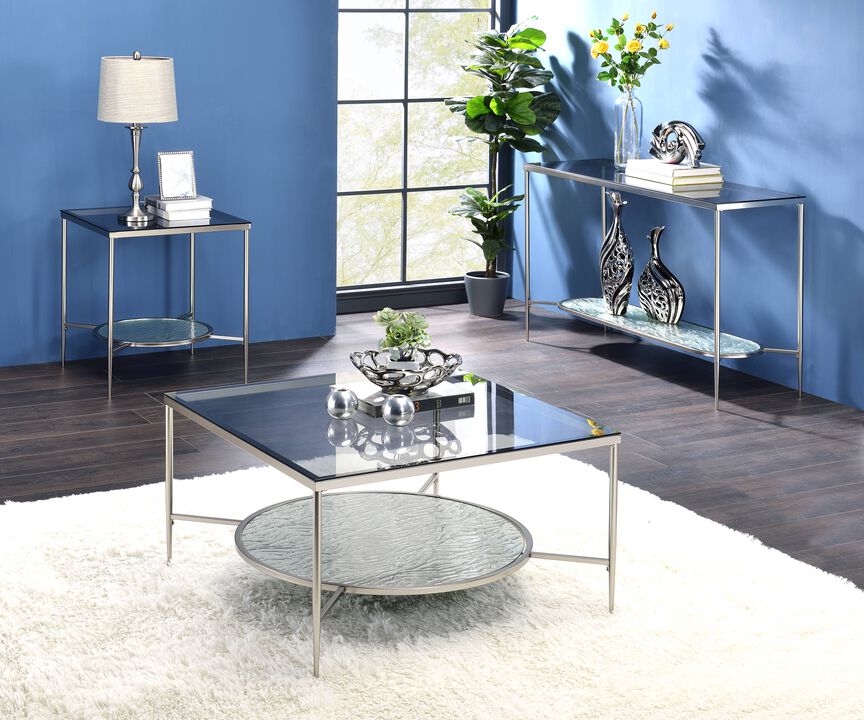 ACME Adelrik Sofa Table, Glass & Chrome Finish