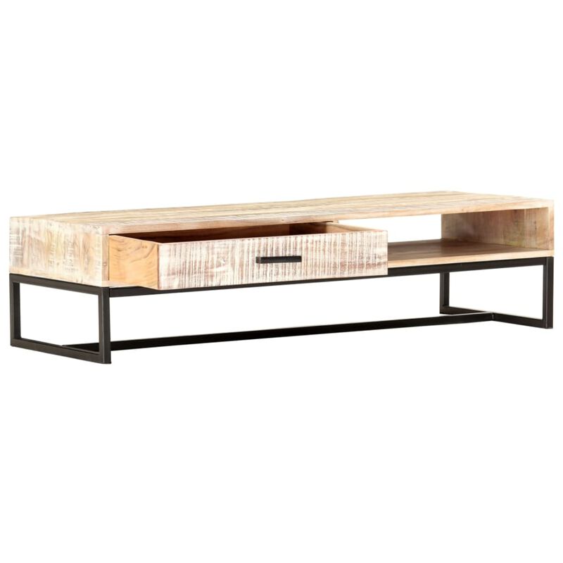 vidaXL Coffee Table White 46.1"x19.7"x11.8" Solid Acacia Wood