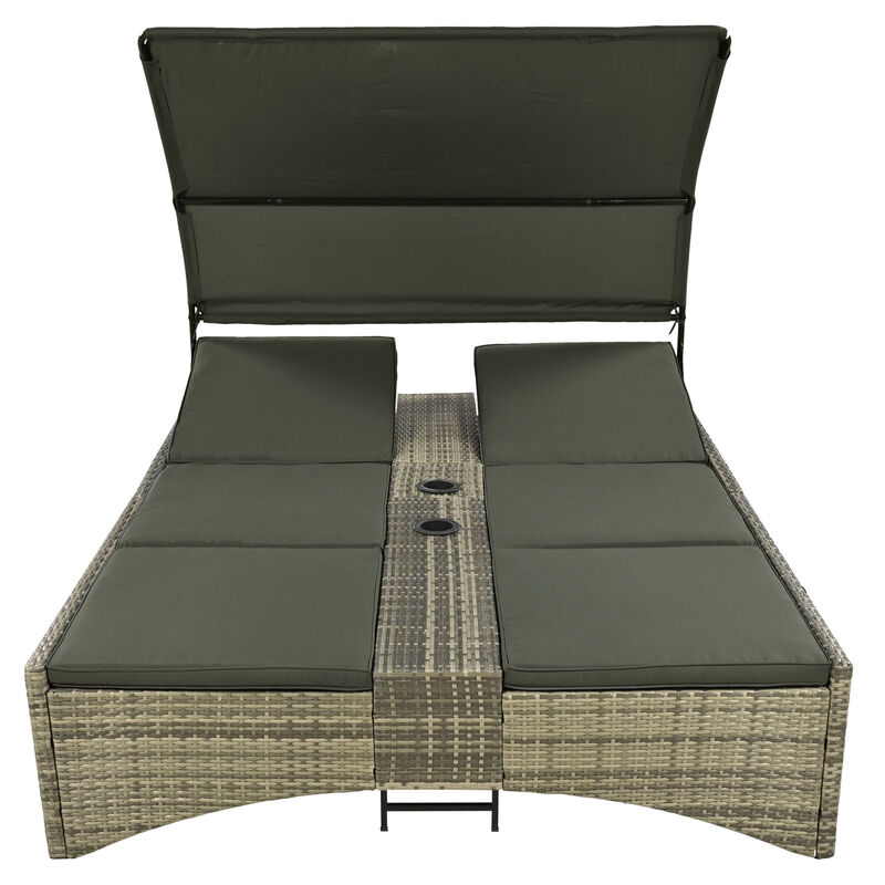 Merax Patio Outdoor Daybed Bed with Shelter Roof