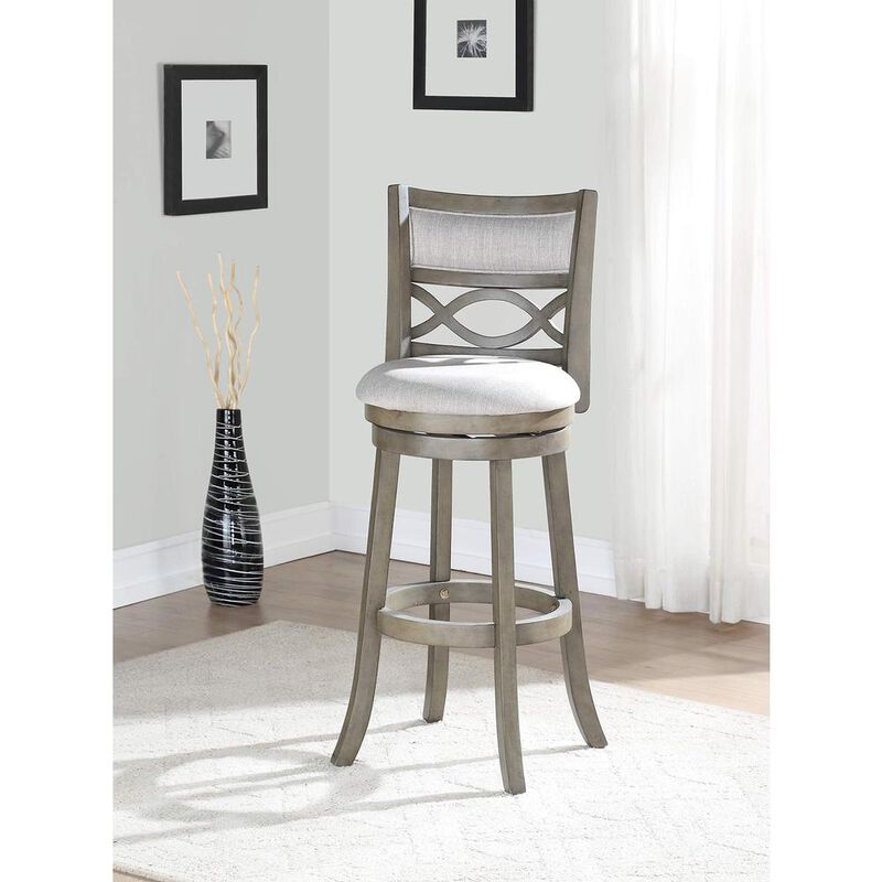 New Classic Furniture New Classic Manchester Gray Wood Swivel Bar Stool with Fabric Seat (Set of 2)