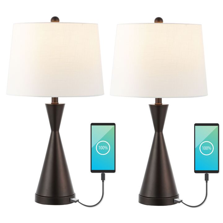 Colton Classic French Country Iron LED Table Lamp with USB Charging Port (Set of 2)