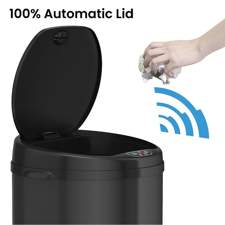 iTouchless 8 Gallon Black Sensor Trash Can
