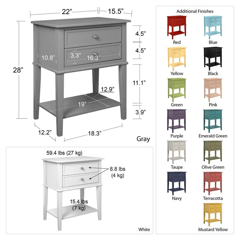 Franklin Accent Table with 2 Drawers and Lower Shelf