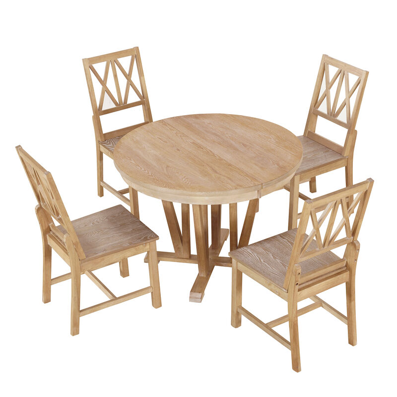Rustic 5-Piece Extendable Dining Table Set
