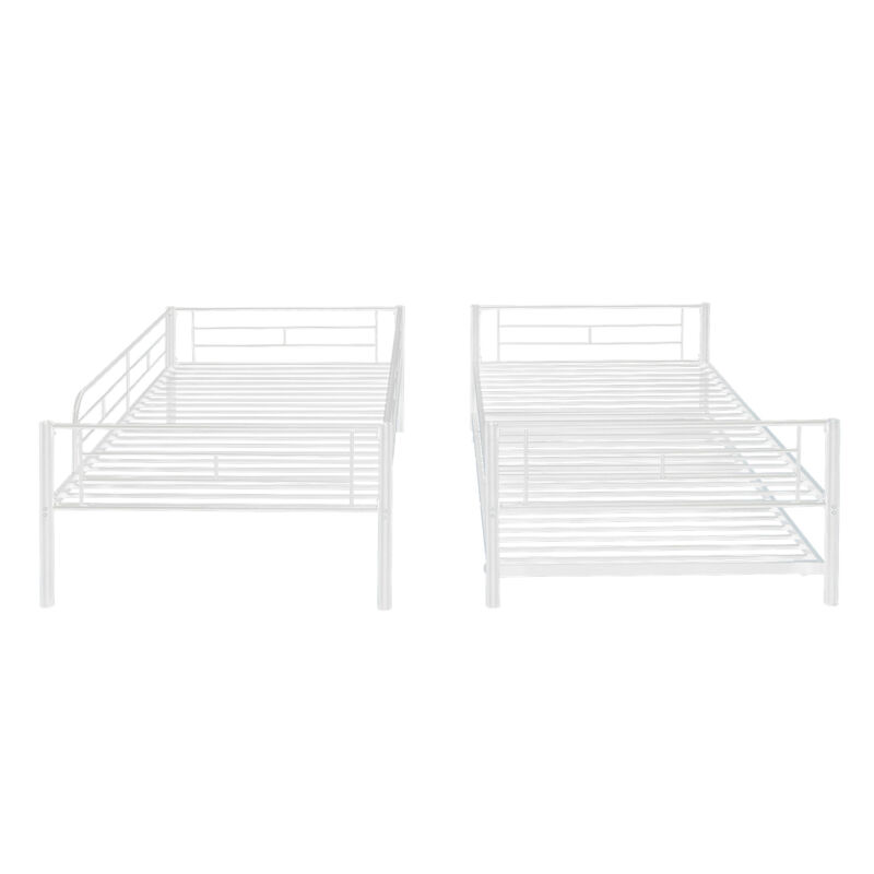 Twin-Over-Twin Metal Bunk Bed With Trundle, Can Be Divided Into Two Beds, No Box Spring Needed