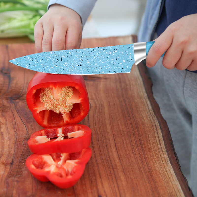 Mega Casa 6 PCS Kitchen Knife Set Japanese Damascus Chef Knives Cleaver Set (Blue)