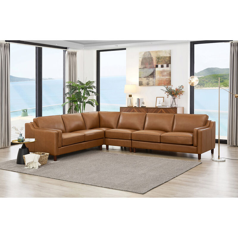 Bella Top Grain Leather L-Shaped Sectional