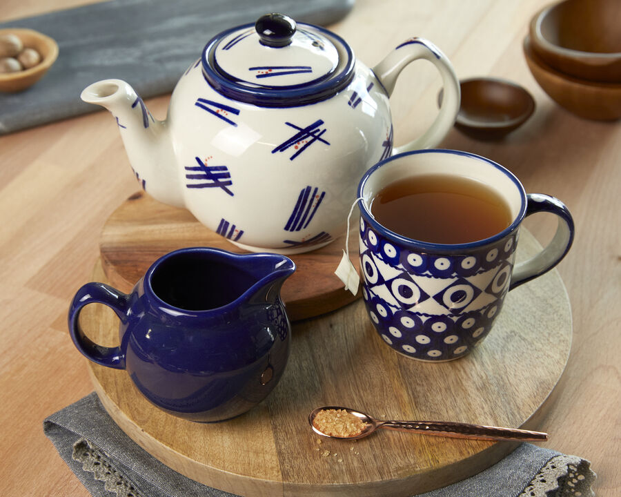 Blue Rose Polish Pottery Daisy 4 Piece Mug Set