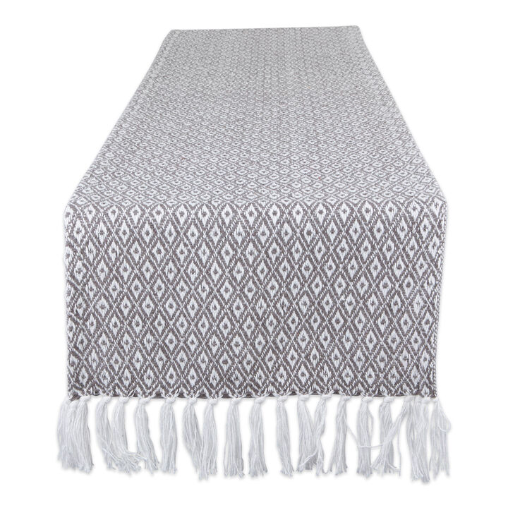 15" x 72" Gray with Diamond Design Rectangular Table Runner