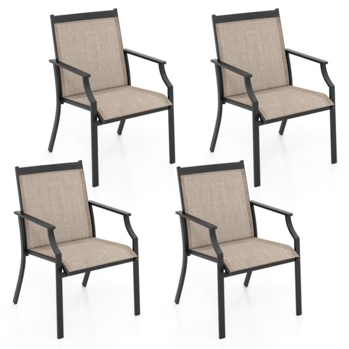 Hivvago 4 Piece Patio Dining Chairs Large Outdoor Chairs with Breathable Seat and Metal Frame