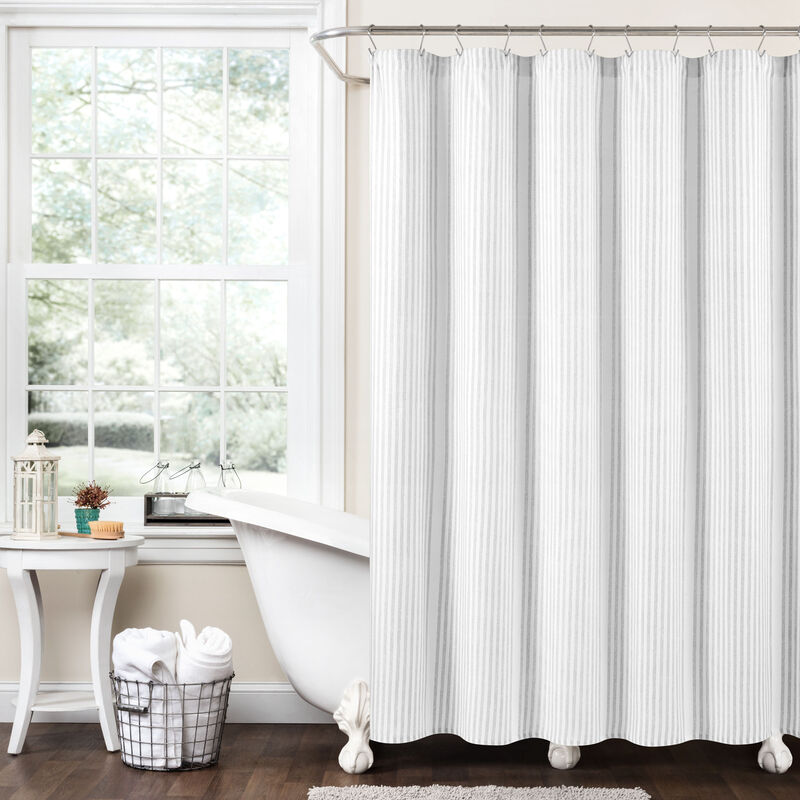 Farmhouse Drew Stripe Silver-Infused Antimicrobial Shower Curtain