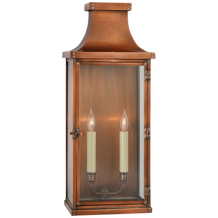 Bedford Wide Tall 3/4 Lantern in Natural Copper