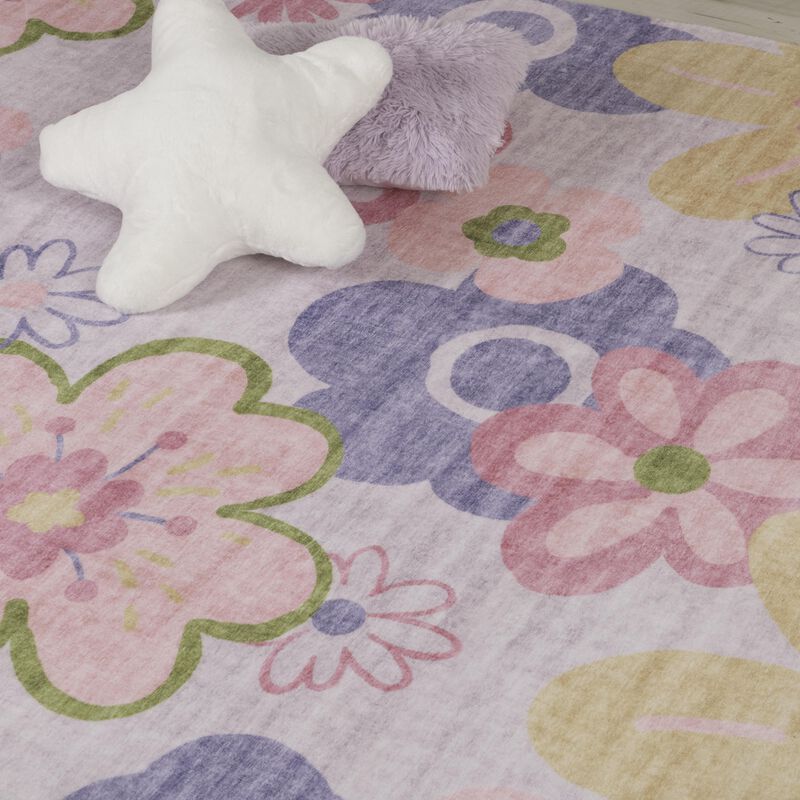 Soft Steps Playtime Fun Floral Pink Purple Soft Area Rug