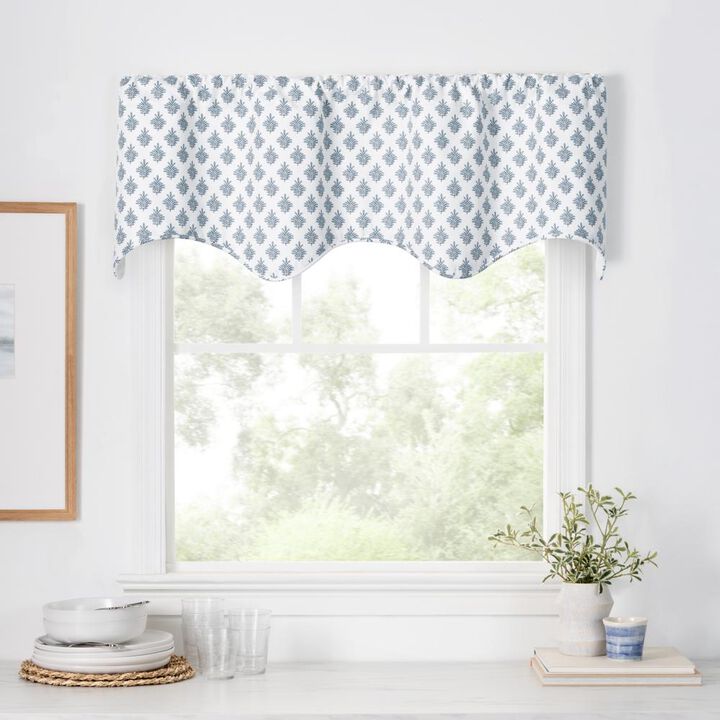 Ellis Curtain Manchester 3" Rod Pocket 100% Cotton Machine Wash and Dry Tailored Valance 50" x 16" Blue