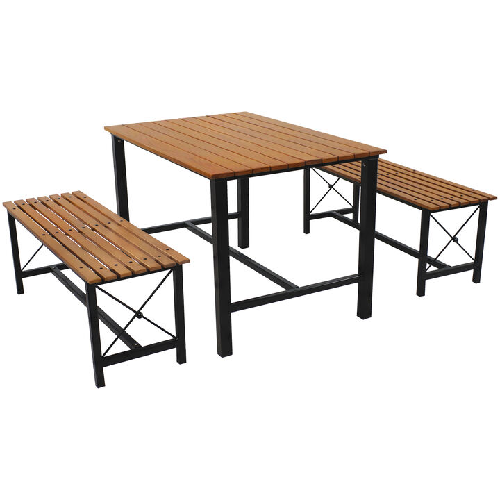 Sunnydaze 3-Piece European Chestnut Patio Dining Set