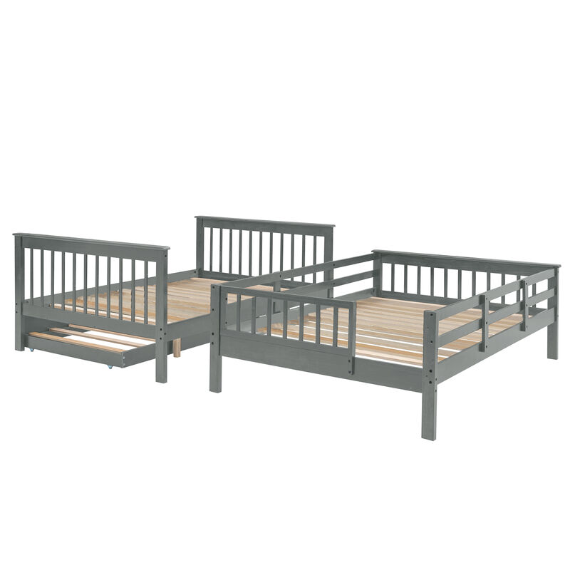 Merax Storage Bunk Bed Trundle Bed with Guard Rail