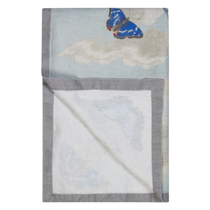 Mirrored Butterflies Sky Linen Throw