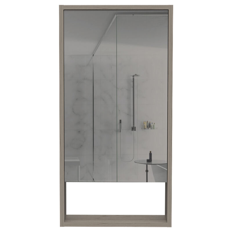 Mariana Medicine Cabinet, One External Shelf, Single Door Mirror Two Internal Shelves -Light Gray