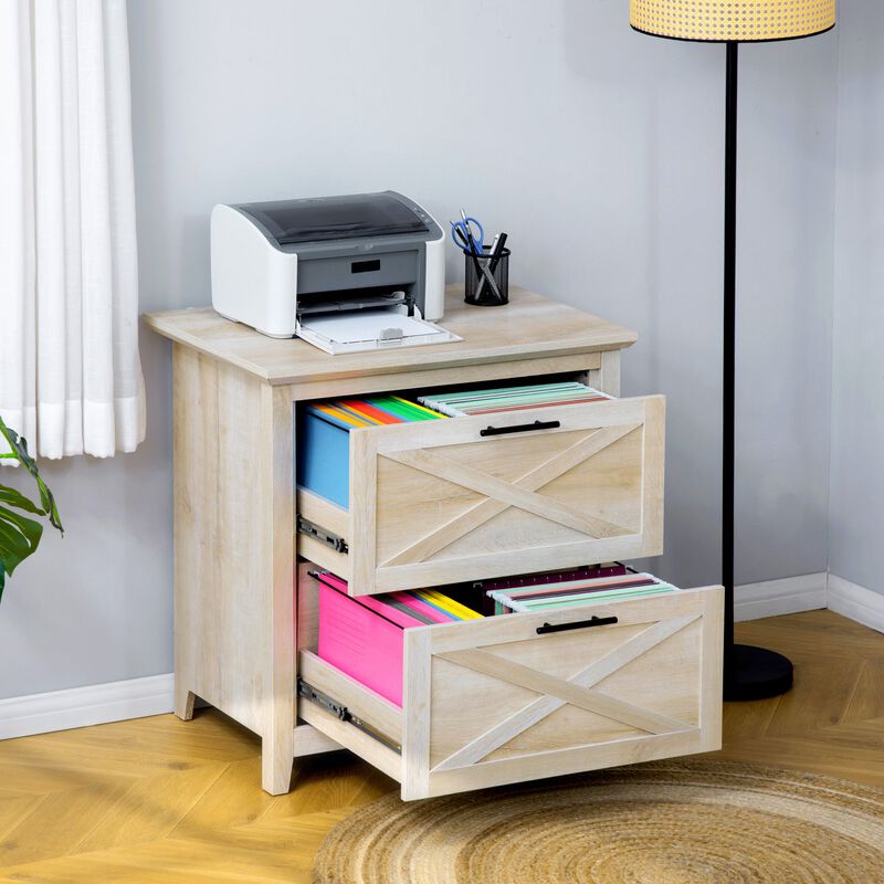 White Oak Document Storage: Retro 2-Drawer Lateral File Cabinet