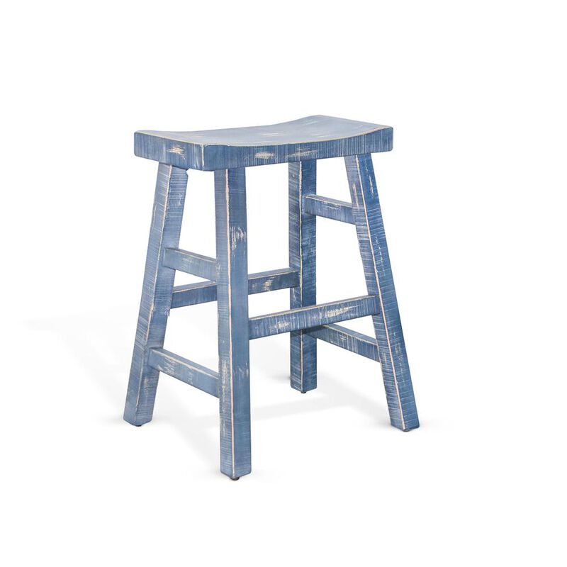Sunny Designs Ocean Blue Counter Saddle Seat Stool, Wood Seat