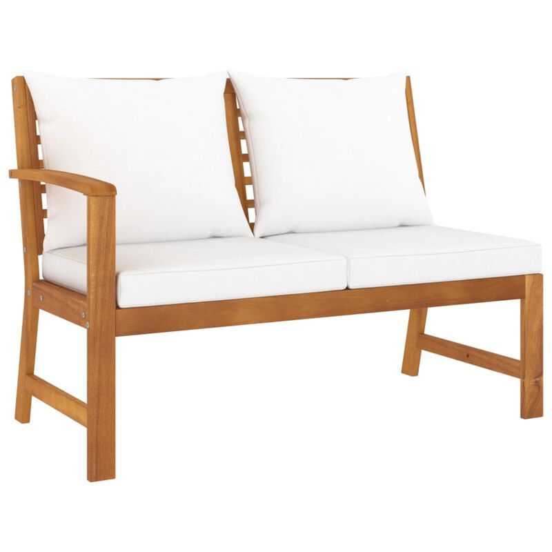 vidaXL Garden Bench 45.1" with Cream Cushion Solid Acacia Wood