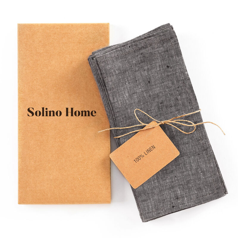 Solino Home 100% Pure Linen Cocktail Napkin 9 X 9 Inch Set of 12 | Athena