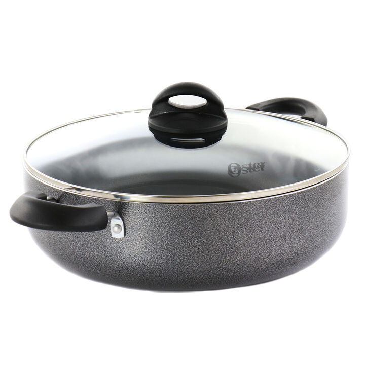 Oster Clairborne 6 Quart Nonstick Aluminum Everyday Pan in Grey