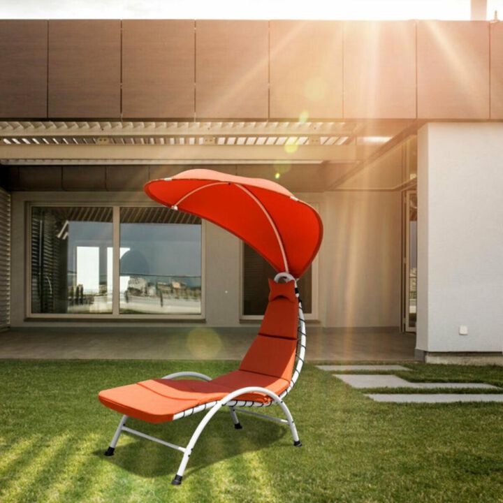 Hivvago Patio Hammock Chaise Lounger Chair with Canopy