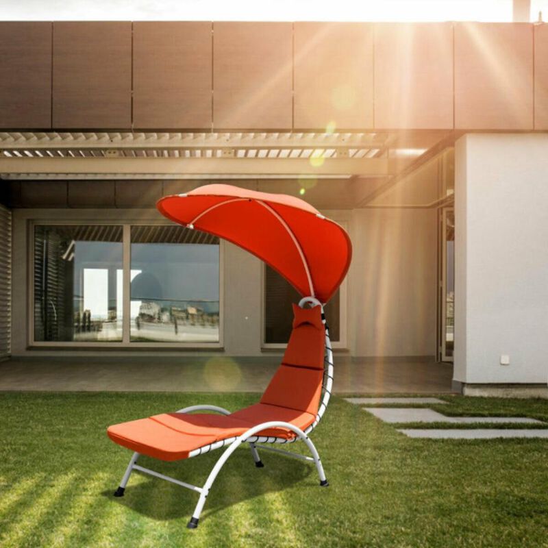 Hivvago Patio Hammock Chaise Lounger Chair with Canopy