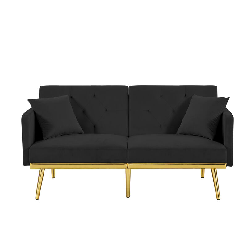 BLACK VELVET SOFA BED