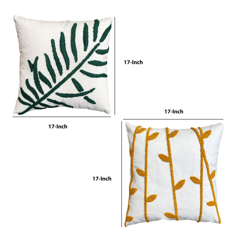 17 X 17 Inch 2 Piece Square Cotton Accent Throw Pillow Set