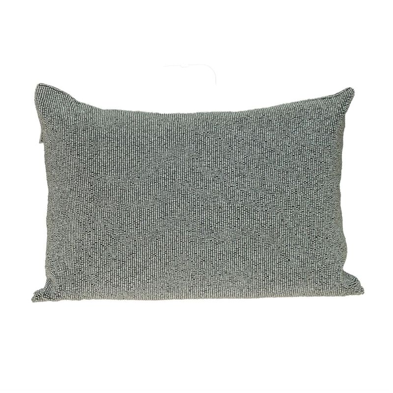 20" Silver and Gray Transitional Beaded Throw Pillow