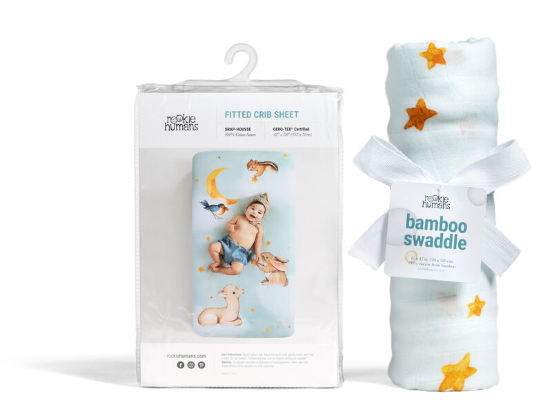 Goodnight Wonderland Crib Sheet & Swaddle Bundle