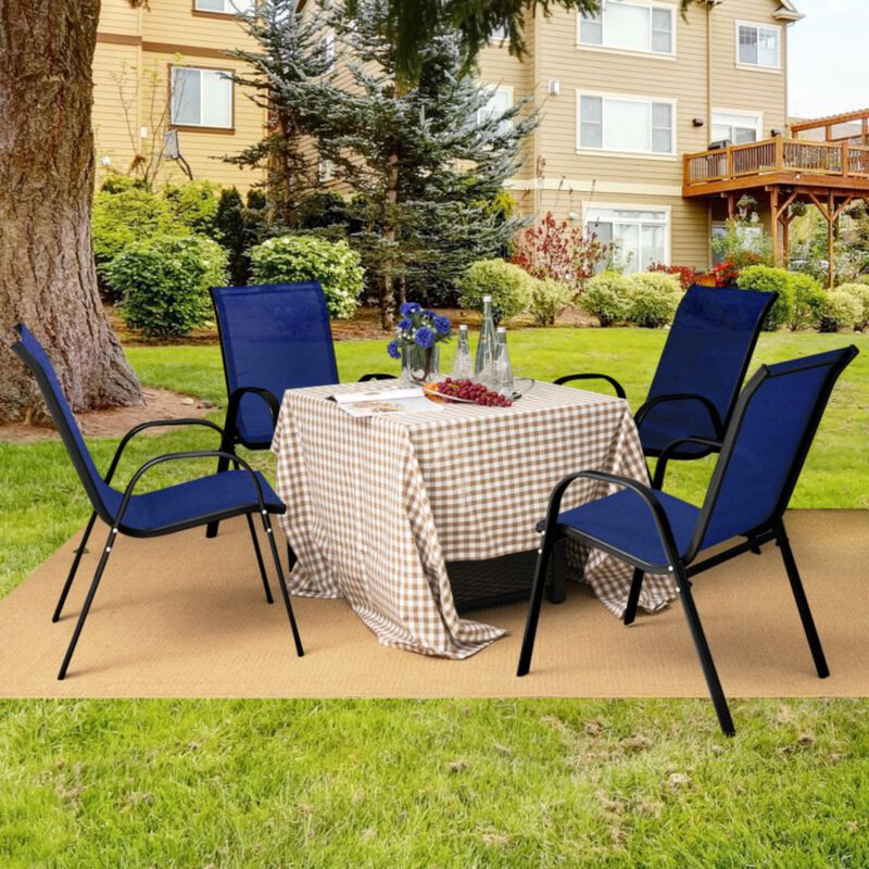 Hivvago 4 Pieces Stackable Patio Dining Chairs Set with Armrest