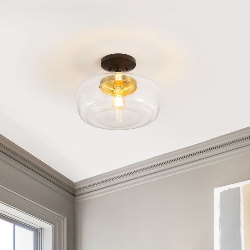 Marfa Glass/Iron Farmhouse Modern LED Flush Mount