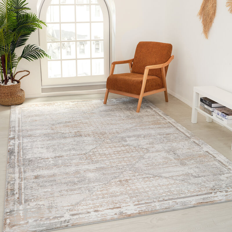 Atlas Vintage Boho Brown Grey Indoor Area Rug